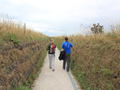On our way to the hide at Titchwell marsh, RSPB. The walls provide screening for birds.